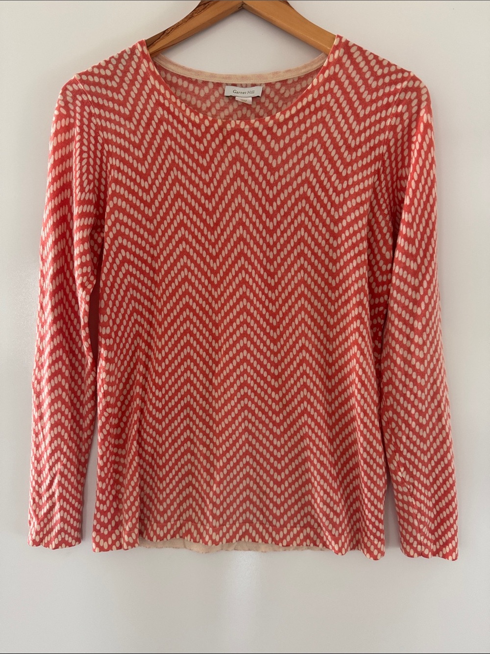Garnet Hill Sweater Womens Large 100% Merino Wool Lightweight Long Sleeve